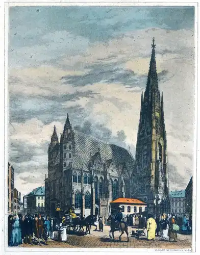 Stahlstich koloriert, Stephansdom, Wien, Mitte 19. Jhdrt., Verlag Nedomansky