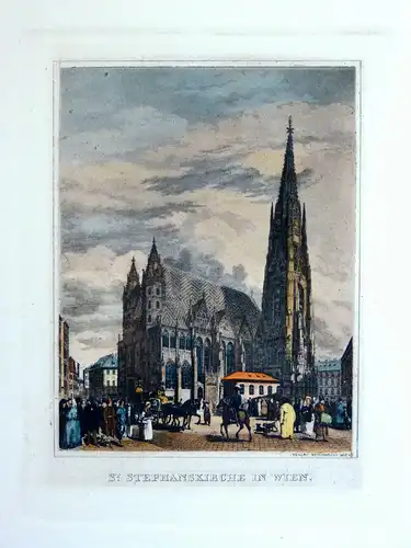 Stahlstich koloriert, Stephansdom, Wien, Mitte 19. Jhdrt., Verlag Nedomansky