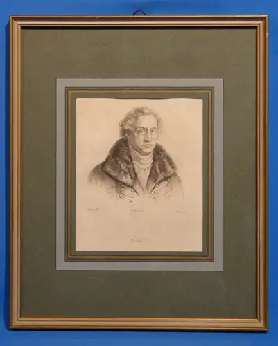 J.W. von Goethe, Kupferstich etwa Mitte 19. Jhdt, gez. Lalaisse
