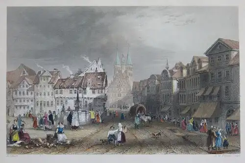 Braunschweig,Schulstr.Stahlstich handkoloriert,Mitte 19 Jh., nach H. Albert,