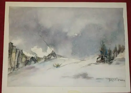 Aquarell auf Büttenpapier, Seiseralm, Alpe de Siusi, unbek. Maler