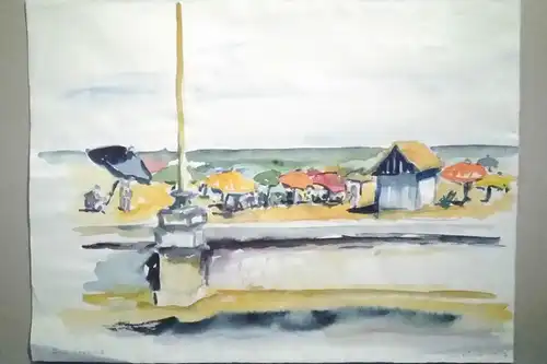 Aquarell,W.Ulrich,sign. und datiert,Am Strand,1967