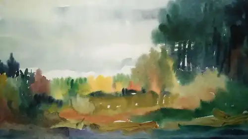 Aquarell,W.Ulrich,sign. und datiert,Waldlandschaft, 1964