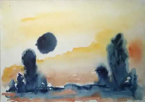 Aquarell,W.Ulrich,sign. und datiert,Wiesenlandschaft, 1967