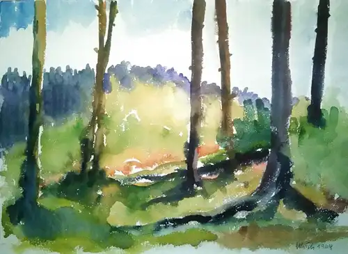 Aquarell,W.Ulrich,sign. und datiert,Waldlichtung, 1964