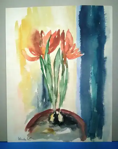 Aquarell,W.Ulrich,sign. und datiert,1965, Rote Blumen