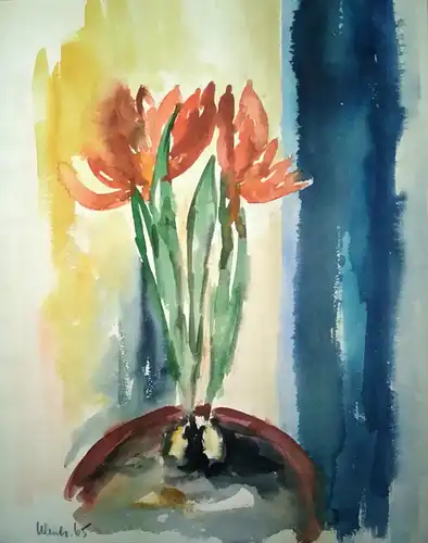 Aquarell,W.Ulrich,sign. und datiert,1965, Rote Blumen