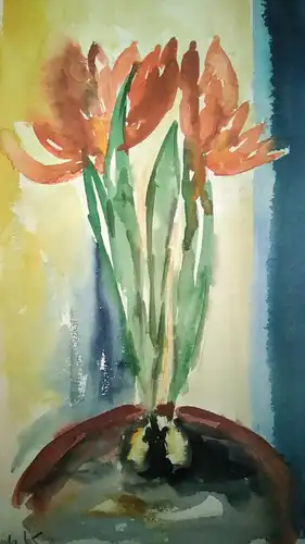 Aquarell,W.Ulrich,sign. und datiert,1965, Rote Blumen