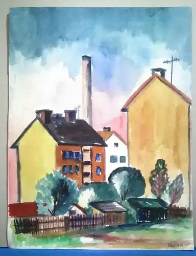 Aquarell,W.Ulrich,1961, Vorstadt