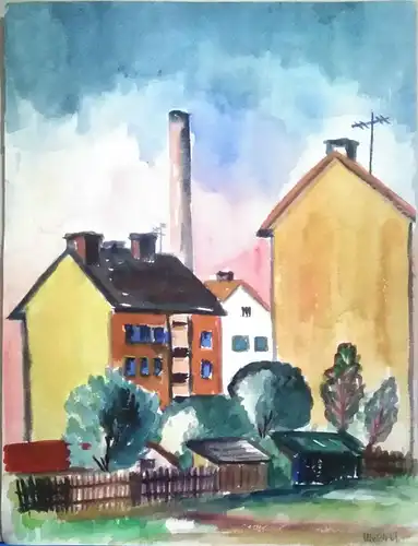 Aquarell,W.Ulrich,1961, Vorstadt