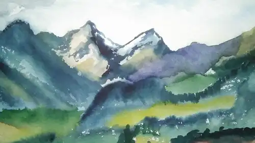 Aquarell,W.Ulrich,1963, Berglandschaft