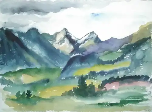 Aquarell,W.Ulrich,1963, Berglandschaft