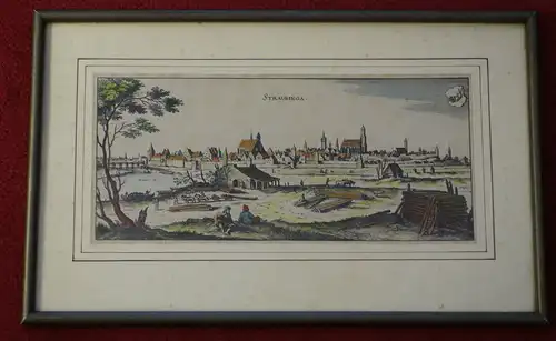 Kupferstich koloriert,Straubing,Merian 1640,gerahmt, a.Besitz Augusta von Bayern