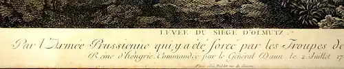Kupferstich , Levee du Siege, Schlacht bei Olmütz 1758, Casanova, Beauvarlet