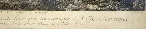 Kupferstich , Levee du Siege, Schlacht bei Olmütz 1758, Casanova, Beauvarlet