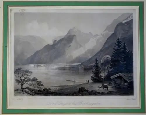 Königssee, Stahlstich, gez. J. Fischbach, gest. C. Huber, Mitte 19 Jh. gerahmt