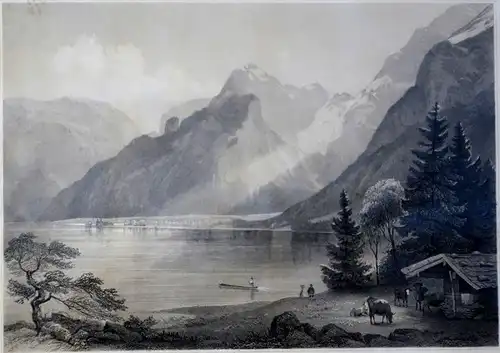 Königssee, Stahlstich, gez. J. Fischbach, gest. C. Huber, Mitte 19 Jh. gerahmt