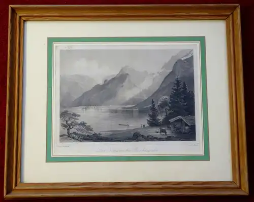 Königssee, Stahlstich, gez. J. Fischbach, gest. C. Huber, Mitte 19 Jh. gerahmt