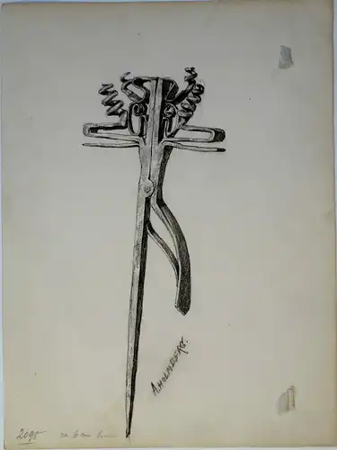 Bleistiftzeichnung, August Holmberg, Spanhalter