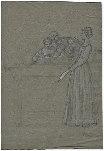 August Holmberg,Bleistiftzeichnung,Gerichtsszene , ca 1878,