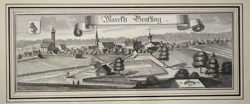 Kupferstich,Michael Wening, Markh Graffing (Markt Grafing), um 1700,gerahmt