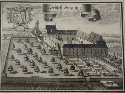 Kupferstich,Michael Wening, Schloß Emating (Egmating), um 1700,gerahmt