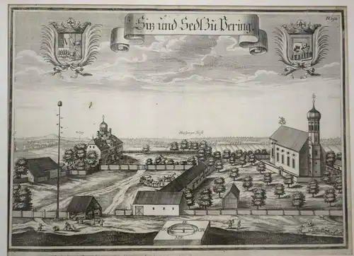 Kupferstich,Michael Wening, Sitz und Sedl zu Pering, (Pöring), um 1700,gerahmt