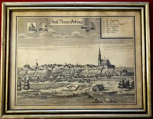 Kupferstich,Michael Wening,Neuötting (Statt Neuen Oetting) um 1700