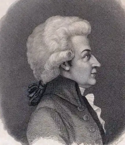 Stahlstich Wolfg. Amadeus Mozart, von Friedrich Knolle, ca. 1850