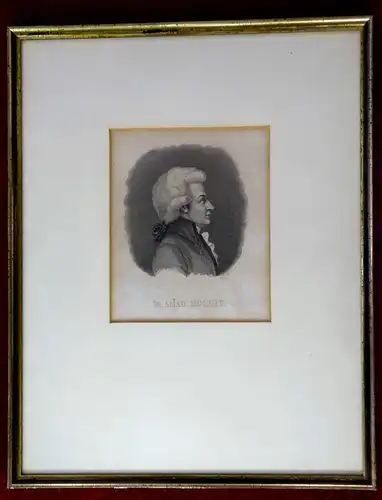 Stahlstich Wolfg. Amadeus Mozart, von Friedrich Knolle, ca. 1850