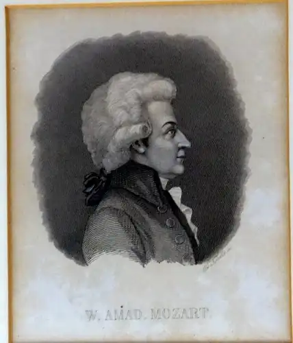 Stahlstich Wolfg. Amadeus Mozart, von Friedrich Knolle, ca. 1850