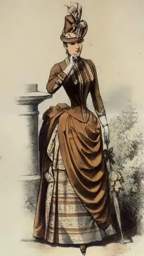 Stahlstich,koloriert,Damenmode,ca 1870.La Mode Artistique