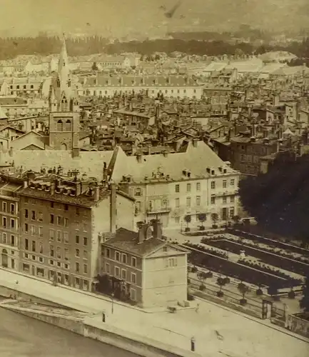 Fotografie,Grenoble,um 1880, Hotel de Ville,Kirche ,mit Rahmen