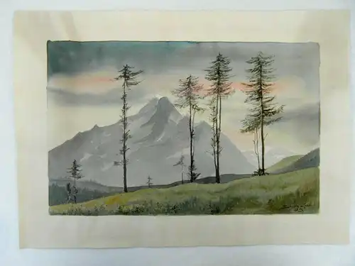 Aquarell,Gebirgslandschaft,Sign.: Schmiett,1945