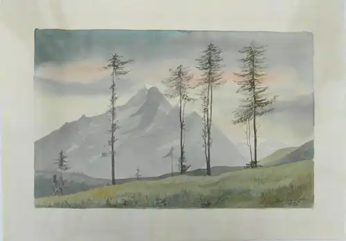 Aquarell,Gebirgslandschaft,Sign.: Schmiett,1945