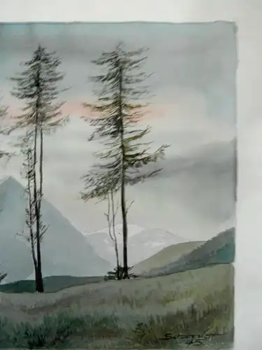 Aquarell,Gebirgslandschaft,Sign.: Schmiett,1945