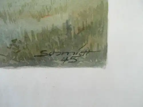 Aquarell,Gebirgslandschaft,Sign.: Schmiett,1945