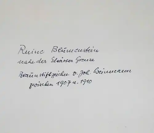 Drawing, brown pencil on paper, Ruine of Blumenstein, J. Weinmann, ca. 1907-1910