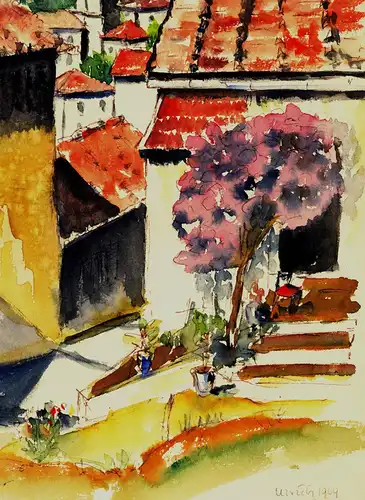 Aquarell,Ulrich,1969,Dorf auf Elba