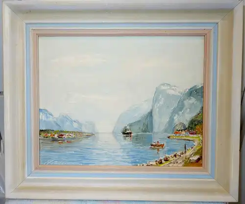 Ölbild,Heinz Mindermann,Fjord,Hardanger,Norwegen,mit Rahmen