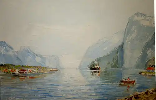 Ölbild,Heinz Mindermann,Fjord,Hardanger,Norwegen,mit Rahmen