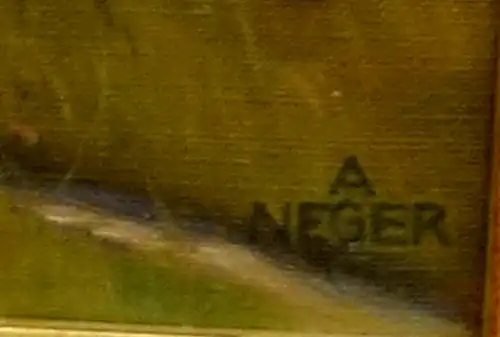 Ölbild,bay.Kirche,freistehend auf Hügel,Holzhausen,Starnbergersee,sign.A.Neger