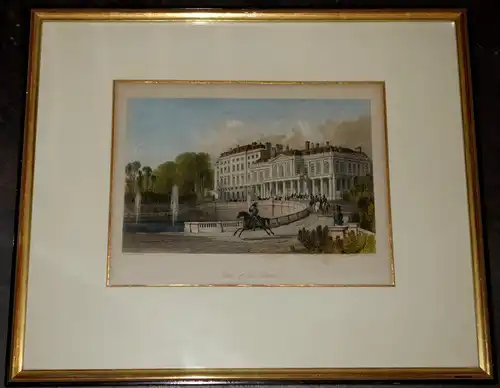 Stahlstich,koloriert,Palace de Saint Claud,Paris,Passepartout,gerahmt