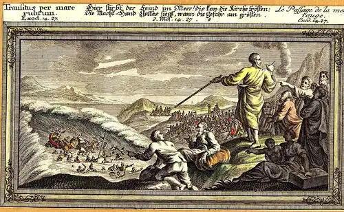 Grafik,Kupferstich,die Durchquerung des roten Meeres,um 1800