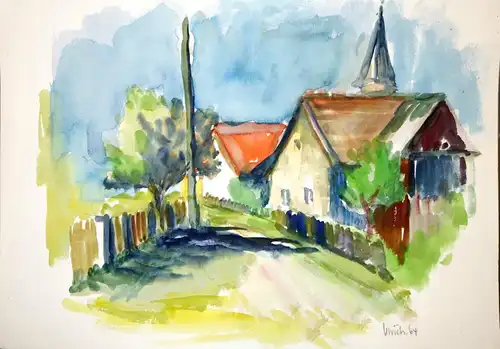 Aquarell,Ulrich,1959 ,Bauerndorf