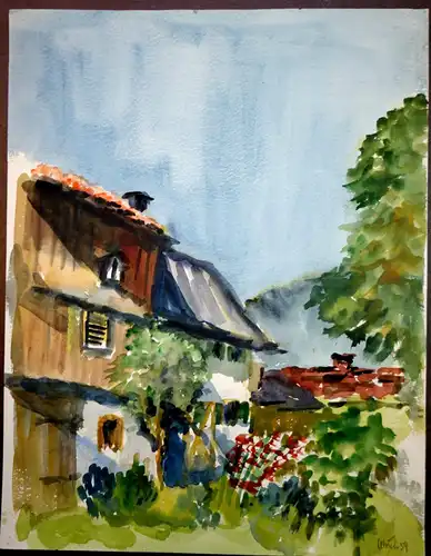 Aquarell,Ulrich,1959 ,Bauernhof