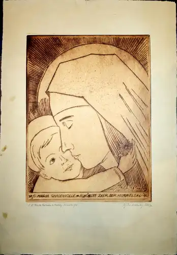 Grafik,Franz Joseph Lichtenberg,Maria Gnadenvolle,Radierung,1924