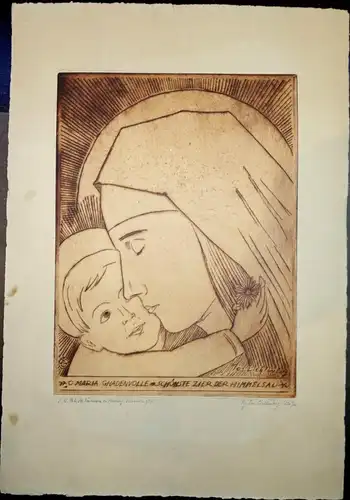 Grafik,Franz Joseph Lichtenberg,Maria Gnadenvolle,Radierung,1924