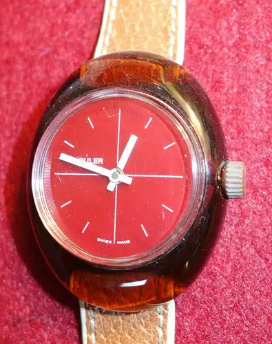 Vintage Armbanduhr,Buler,1970,Schweiz,mechanisch, Gehäuse a. Kuststoff,Mode