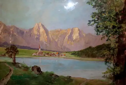 Tempera/Aquarell,Waxenstein,Wettersteingebirge,Partenkirchen,von Ernst Zsaludt